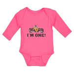 Long Sleeve Bodysuit Baby I'M 1! with Toy Race Car Boy & Girl Clothes Cotton