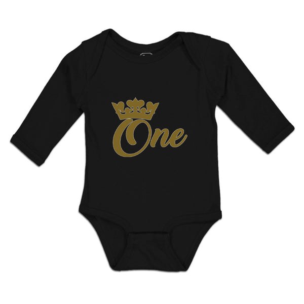Long Sleeve Bodysuit Baby 1 Number Name with Golden Crown Boy & Girl Clothes - Cute Rascals