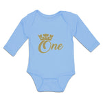 Long Sleeve Bodysuit Baby 1 Number Name with Golden Crown Boy & Girl Clothes - Cute Rascals