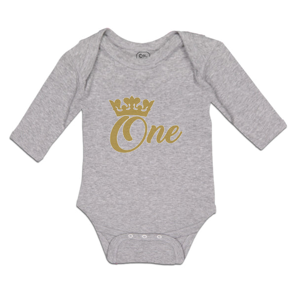 Long Sleeve Bodysuit Baby 1 Number Name with Golden Crown Boy & Girl Clothes - Cute Rascals