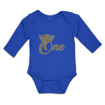 Long Sleeve Bodysuit Baby 1 Number Name with Golden Crown Boy & Girl Clothes - Cute Rascals