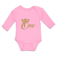 Long Sleeve Bodysuit Baby 1 Number Name with Golden Crown Boy & Girl Clothes - Cute Rascals