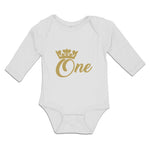 Long Sleeve Bodysuit Baby 1 Number Name with Golden Crown Boy & Girl Clothes - Cute Rascals