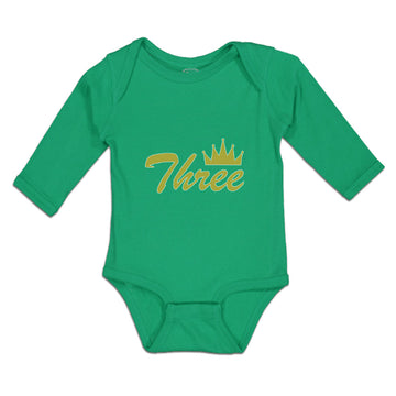 Long Sleeve Bodysuit Baby 3 Number Name with Crown Boy & Girl Clothes Cotton