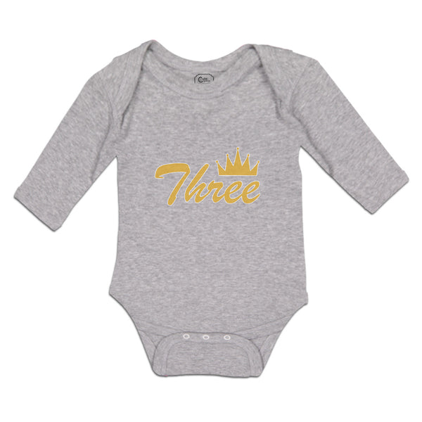 Long Sleeve Bodysuit Baby 3 Number Name with Crown Boy & Girl Clothes Cotton - Cute Rascals