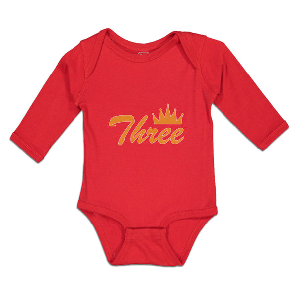 Long Sleeve Bodysuit Baby 3 Number Name with Crown Boy & Girl Clothes Cotton - Cute Rascals