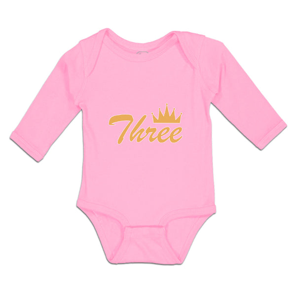 Long Sleeve Bodysuit Baby 3 Number Name with Crown Boy & Girl Clothes Cotton - Cute Rascals