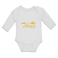 Long Sleeve Bodysuit Baby 3 Number Name with Crown Boy & Girl Clothes Cotton - Cute Rascals