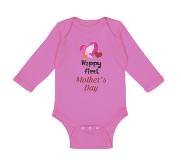 Long Sleeve Bodysuit Baby Happy First Mother's Day Mommy Mom Style C Cotton