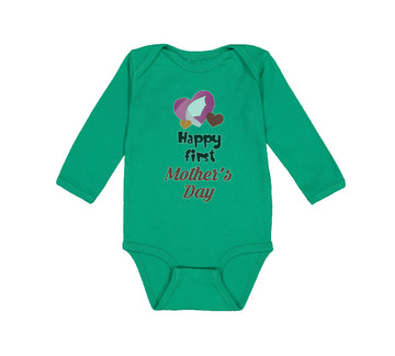 Long Sleeve Bodysuit Baby Happy First Mother's Day Mommy Mom Style C Cotton