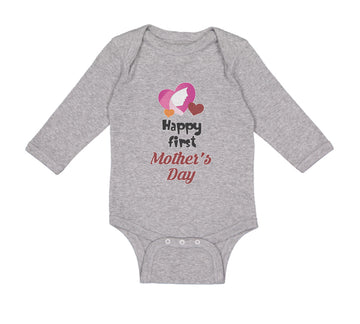 Long Sleeve Bodysuit Baby Happy First Mother's Day Mommy Mom Style C Cotton