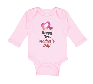 Long Sleeve Bodysuit Baby Happy First Mother's Day Mommy Mom Style C Cotton