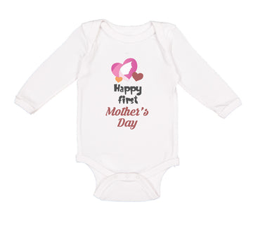 Long Sleeve Bodysuit Baby Happy First Mother's Day Mommy Mom Style C Cotton