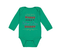 Long Sleeve Bodysuit Baby Happy First Father's Day Dad Daddy Style E Cotton - Cute Rascals