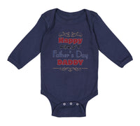 Long Sleeve Bodysuit Baby Happy First Father's Day Dad Daddy Style E Cotton - Cute Rascals