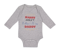 Long Sleeve Bodysuit Baby Happy First Father's Day Dad Daddy Style E Cotton - Cute Rascals