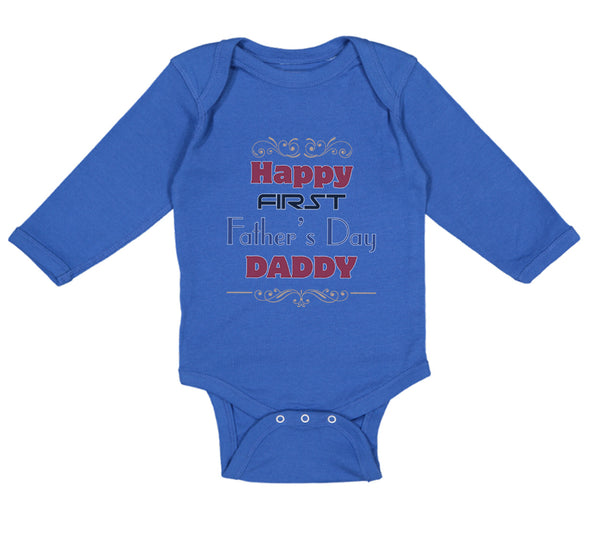 Long Sleeve Bodysuit Baby Happy First Father's Day Dad Daddy Style E Cotton - Cute Rascals