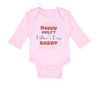 Long Sleeve Bodysuit Baby Happy First Father's Day Dad Daddy Style E Cotton - Cute Rascals