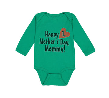 Long Sleeve Bodysuit Baby Happy First Mother's Day Mommy First Cotton
