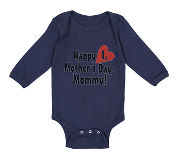 Long Sleeve Bodysuit Baby Happy First Mother's Day Mommy First Cotton