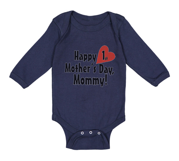 Long Sleeve Bodysuit Baby Happy First Mother's Day Mommy First Cotton - Cute Rascals