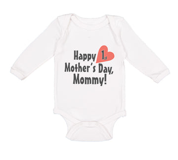 Long Sleeve Bodysuit Baby Happy First Mother's Day Mommy First Cotton