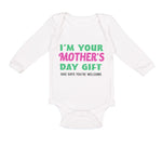 Long Sleeve Bodysuit Baby I'M Mother's Gift. Dad Says You'Re Welcome Cotton