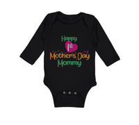 Long Sleeve Bodysuit Baby Happy First Mother's Day Mommy Mom Style A Cotton - Cute Rascals
