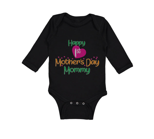 Long Sleeve Bodysuit Baby Happy First Mother's Day Mommy Mom Style A Cotton - Cute Rascals