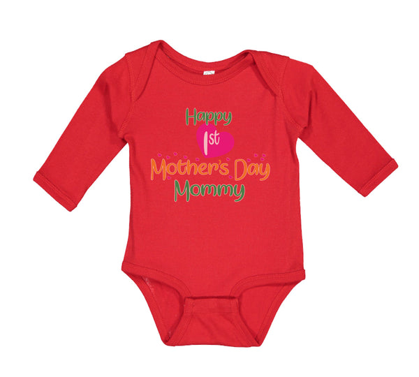 Long Sleeve Bodysuit Baby Happy First Mother's Day Mommy Mom Style A Cotton - Cute Rascals