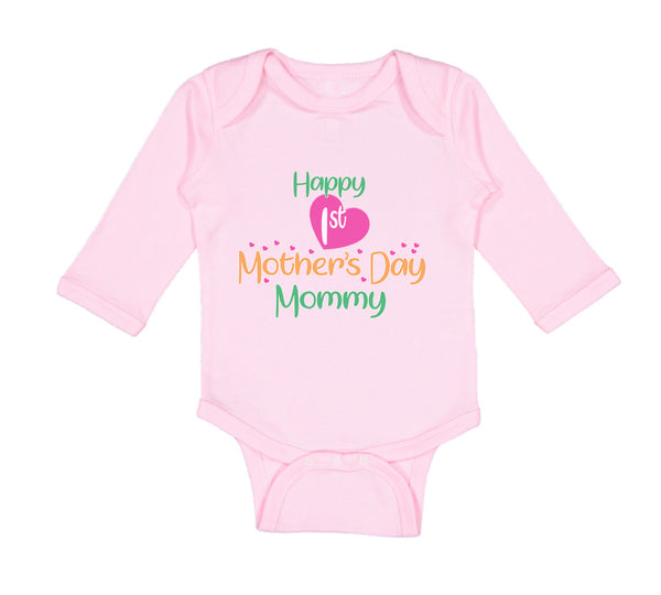 Long Sleeve Bodysuit Baby Happy First Mother's Day Mommy Mom Style A Cotton - Cute Rascals