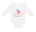 Long Sleeve Bodysuit Baby Happy First Mother's Day Mommy Mom Style A Cotton