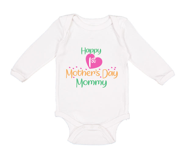 Long Sleeve Bodysuit Baby Happy First Mother's Day Mommy Mom Style A Cotton - Cute Rascals