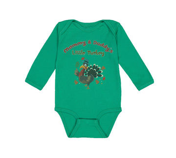 Long Sleeve Bodysuit Baby Mommy and Daddy's Little Turkey Thanksgiving Cotton