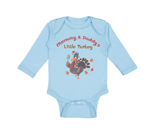 Long Sleeve Bodysuit Baby Mommy and Daddy's Little Turkey Thanksgiving Cotton