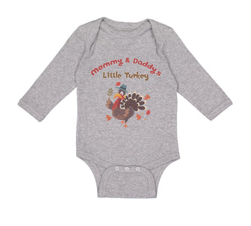 Long Sleeve Bodysuit Baby Mommy and Daddy's Little Turkey Thanksgiving Cotton