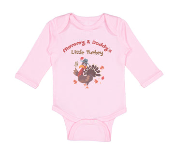 Long Sleeve Bodysuit Baby Mommy and Daddy's Little Turkey Thanksgiving Cotton