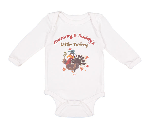 Long Sleeve Bodysuit Baby Mommy and Daddy's Little Turkey Thanksgiving Cotton