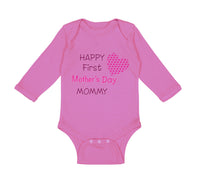 Long Sleeve Bodysuit Baby Happy First Mother's Day Mommy Mom Style B Cotton - Cute Rascals