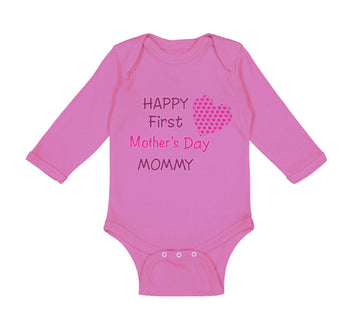 Long Sleeve Bodysuit Baby Happy First Mother's Day Mommy Mom Style B Cotton