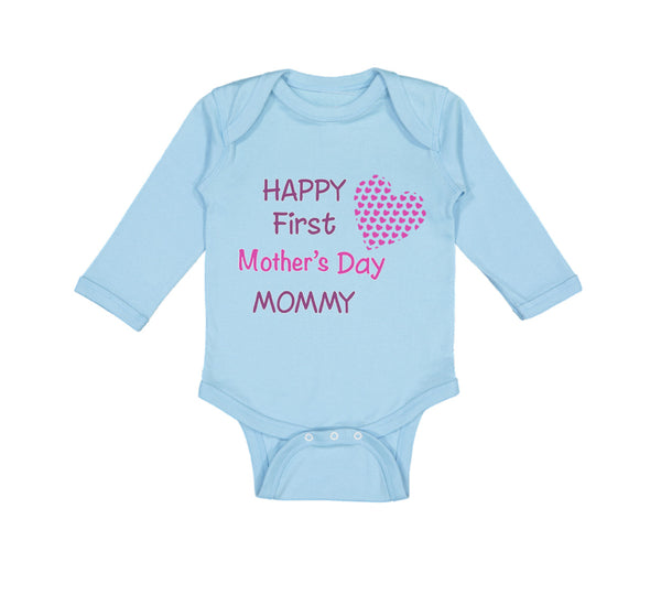 Long Sleeve Bodysuit Baby Happy First Mother's Day Mommy Mom Style B Cotton - Cute Rascals