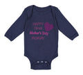 Long Sleeve Bodysuit Baby Happy First Mother's Day Mommy Mom Style B Cotton