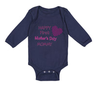 Long Sleeve Bodysuit Baby Happy First Mother's Day Mommy Mom Style B Cotton - Cute Rascals