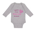 Long Sleeve Bodysuit Baby Happy First Mother's Day Mommy Mom Style B Cotton