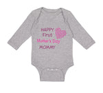 Long Sleeve Bodysuit Baby Happy First Mother's Day Mommy Mom Style B Cotton - Cute Rascals