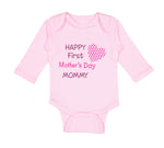 Long Sleeve Bodysuit Baby Happy First Mother's Day Mommy Mom Style B Cotton - Cute Rascals