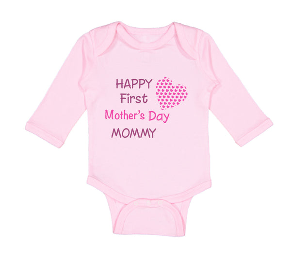 Long Sleeve Bodysuit Baby Happy First Mother's Day Mommy Mom Style B Cotton - Cute Rascals