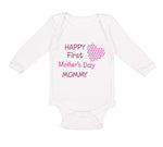 Long Sleeve Bodysuit Baby Happy First Mother's Day Mommy Mom Style B Cotton - Cute Rascals