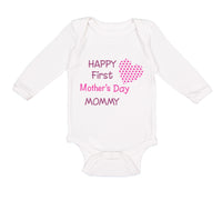 Long Sleeve Bodysuit Baby Happy First Mother's Day Mommy Mom Style B Cotton - Cute Rascals