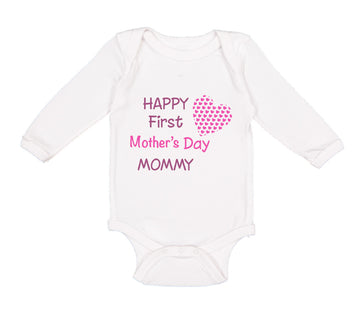 Long Sleeve Bodysuit Baby Happy First Mother's Day Mommy Mom Style B Cotton